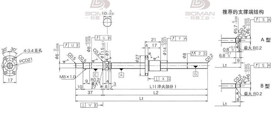 KURODA DP0802JS-HDNR-0180B-C3S 黑田丝杆精度